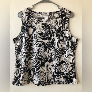 J.B.S. LTD Womens Short Sleeveless Sequined Black & White Top Size Large